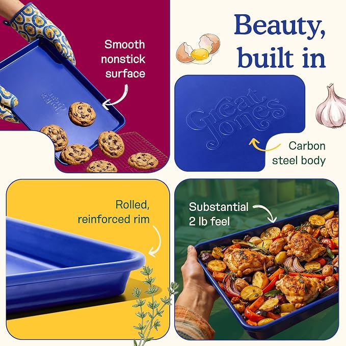 Great Jones Holy Sheet Pan (Blueberry) | Nonstick, Half-Sheet Pan | Aluminized Steel, 18.5" x 13.5" | for Baking, Roasting, & Broiling | Premium Bakeware with Even Heat Distribution | Dishwasher-Safe