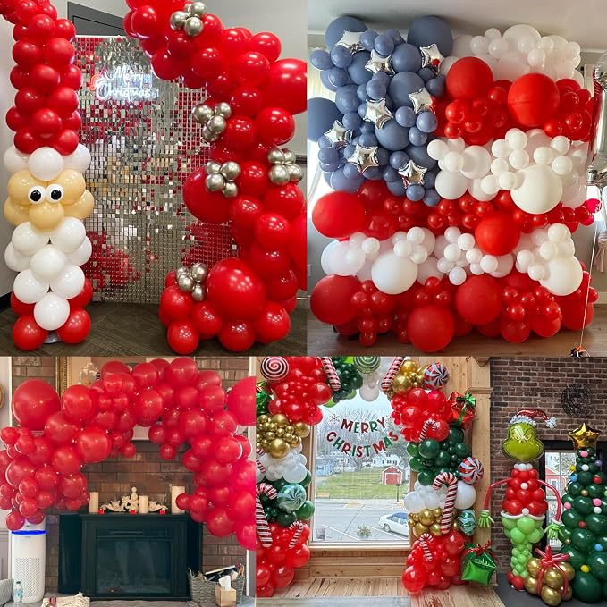 104pcs Red Balloons - 18/12/10/5Inch Red Latex Balloons Garland Arch Different Sizes Pack for Anniversary, Wedding, Valentine's, Casino Theme Night Party Decorations