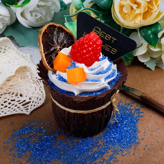 Blue Sanding Sugar - Sparkling Sugar Crystals for Baking Decorations (130g/4.6oz) - Edible on Cookies, Cupcakes, Cakes, Ice Cream | Wedding, Party, Valentines Sugar Sprinkles
