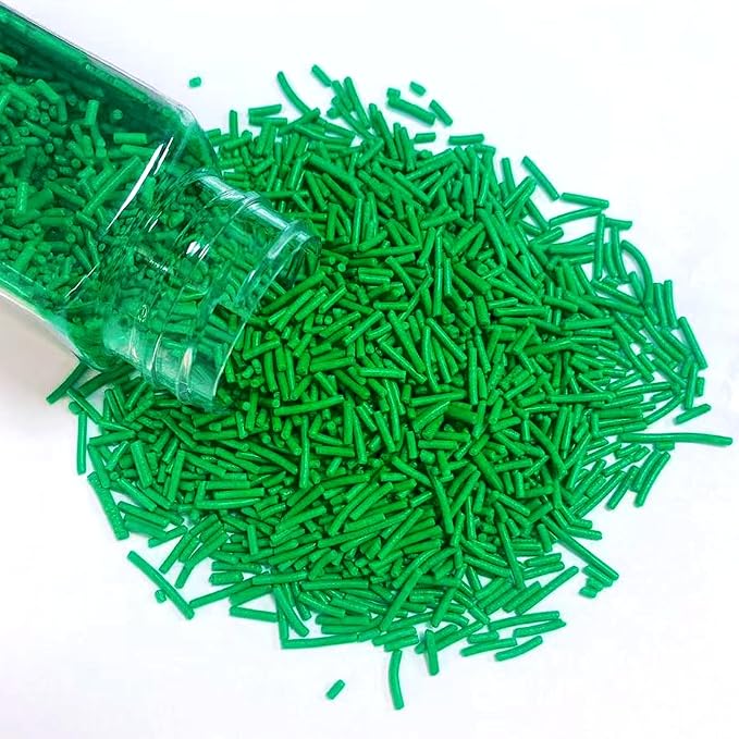 Sentovac Green Jimmies Sprinkles Edible for Cake Decorating Green Sprinkles Sugar Candy Cookie Cupcake Topper Ice Cream Baking Decorations Wedding Halloween Christmas Supplies 3.53oz