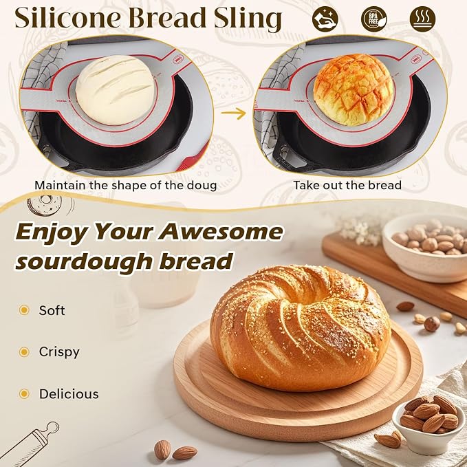 Sourdough Starter Kit, Sourdough Bread Baking Supplies with Bread Proofing Basket, Starter Jar, Bread Making Tools Kit, Supplies Gift for Bakers Women