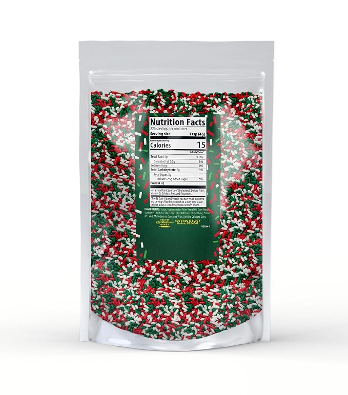 Unpretentious Red, Green & White Sprinkles, 2 lb Bright & Colorful Jimmies (2 Pound)
