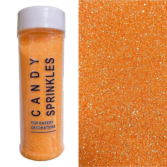 PhilaeEC Orange Sanding Sugar Edible Sparkling Crystals for Baking Cake Decoration Cookie Ice Cream Cupcake Toppers Wedding Party Valentines Halloween Christmas Supplies 5oz