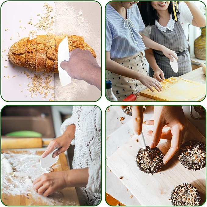 5pcs 4.6x3.6" Dough Bowl Spatula, Dough Cutter Multi-Function Dough Scraper Food Scrappers Plastic Kitchen Bowl Scraper Tool for Pastry Cake Bread Pizza Baking (White)