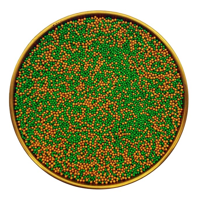 Edible Dark Green & Gold Sprinkles Candy 2mm Mini Pearls Cake Decorations Cupcake Toppers Cookie Decorating Perfect for Wedding Party Valentine Halloween Christmas Supplies 3OZ