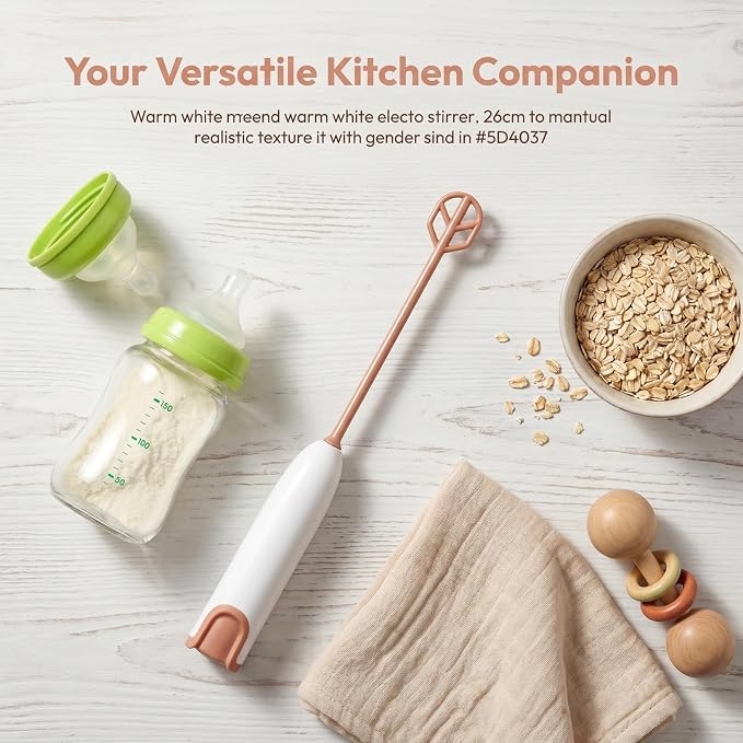 Mini Electric Handheld Mixer with Extended Handle for Milk Powder and Drinks Detachable Design for Easy Cleaning Portable Kitchen Mixing Tool (white)