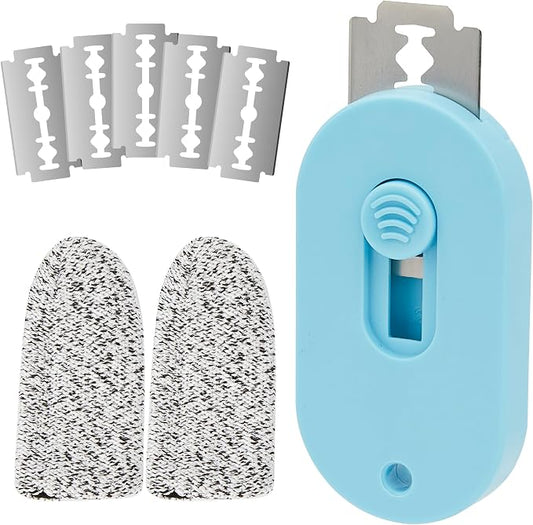 Bread Lame, Retractable Dough Scoring Tool with 5 Razor Blades, Professional Sourdough Scorer for Artisan Baking, Safe Non-Slip Handle & Finger Guard (Blue)