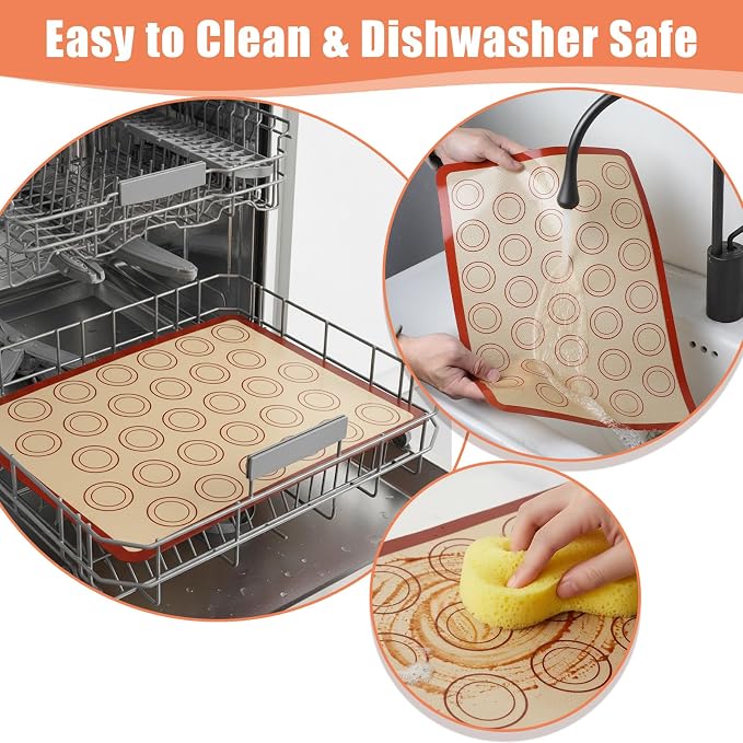 3Pcs Macaron Silicone Baking Mats 16.54 x 11.61Inch Macaron Baking Mat Non Stick Macarons Mat for Macarons, Cookie, Pastry, 1/2 Sheet Size