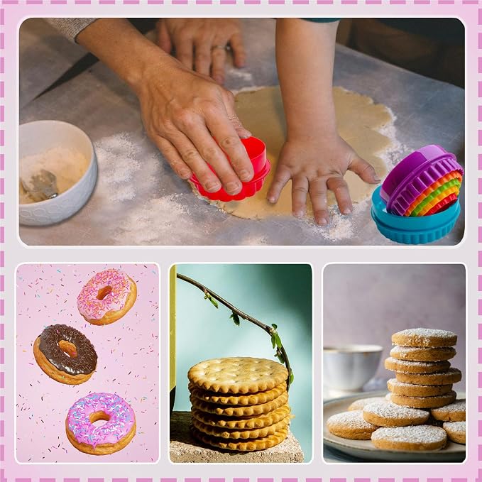 Cookie Cutter Set - 6 PCS Perfect for Baking Unique Flower, Round, and Circle Cookies