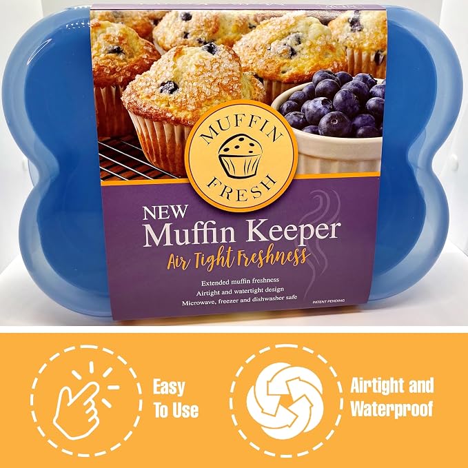 Touch Up Cup Muffin Fresh Storage Container Holder with Lid, Airtight and Reusable, BPA-Free, as seen on Shark Tank Products, Pack of 1, Holds 6 Fresh Muffins