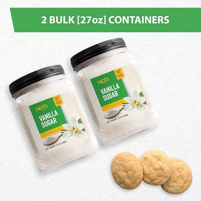 Roots Circle Vanilla Sugar | Baking, Cooking, Coffee, Desserts, Cocktails | Ideal for Cakes, Crème Brulee, Ice Cream & Shakes | 1.68 lb (Pack of 2)