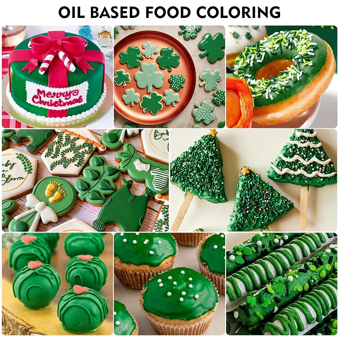 Oil Based Food Coloring - Vibrant Food Coloring for Chocolate, Candy Melts, Baking, Cake Decorating - Upgraded Edible Food Color Dye for Icing, Fondant,Butter, Cookie, DIY Crafts - 2 Fl.oz (Forest)