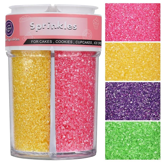 Sanding Sugar Sprinkles for Cake Decorating, 8oz 4 Colors Purple Green Yellow Pink Decorating Sparkling Coarse Sugar Crystals Sprinkles for Cake Cupcakes Cookie Ice Cream Baking Topping