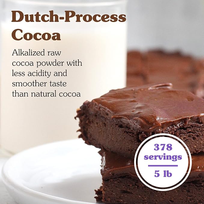 NuNaturals Organic Fairtrade Certified Cocoa Powder, Premium Dutch-Process For Drinking and Baking, 5lb