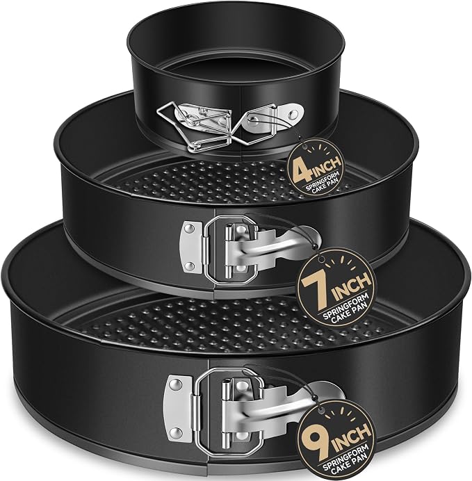 Springform Pan Set, Nonstick & Leakproof | 4+7+9 Inch, Cheesecake Pan with Removable Bottom, Easy Release for Baking
