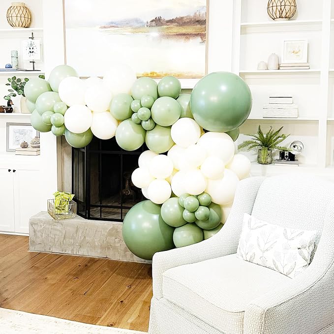 Voircoloria 90pack Sage Green Balloons Different Size 18/12/10/5 Inch Olive Green Balloon Garland Arch Kit for Graduation, Wedding, Birthday, Bridal Shower, Baby Shower, Anniversary Party Decorations
