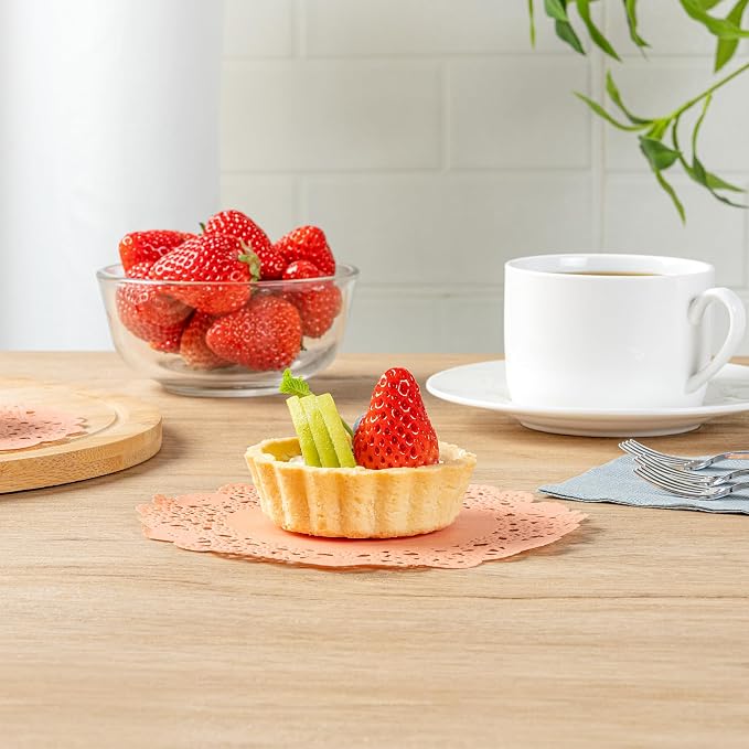 Restaurantware Paper Doilies 4000 Count 6 Inch Coral Lace Disposable Placemats for Catering Round Decorative Table Setting Doilies for Desserts