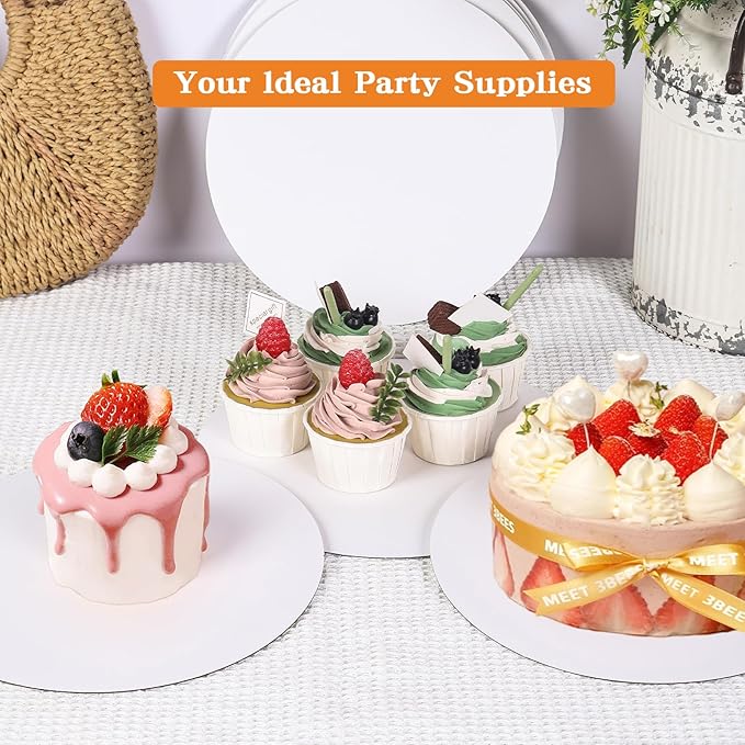40 Pcs Cake Boards,White Cake Boards 9 Inch Round,Food Grade Cardboard Cake Rounds,Disposable Cake Plates,9 Inch Cake Board,Waterproof and Oil proof Cake Base Cake Tray Cake Pizza Circles