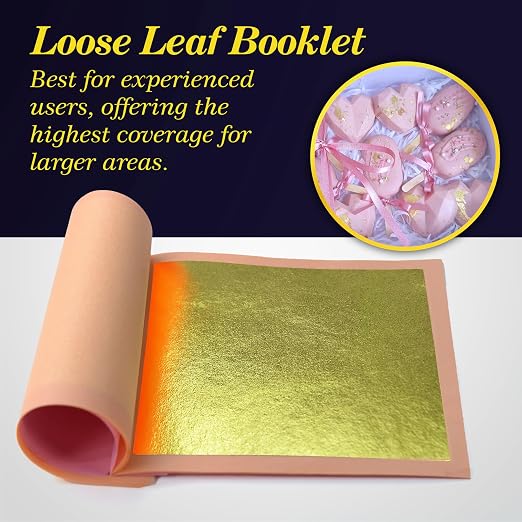 Barnabas Blattgold Edible Gold Leaf 24K - Cake Decorations, Loose Gold Leaf Sheets for Cupcakes - 3.1 inches, Interleaf of 25