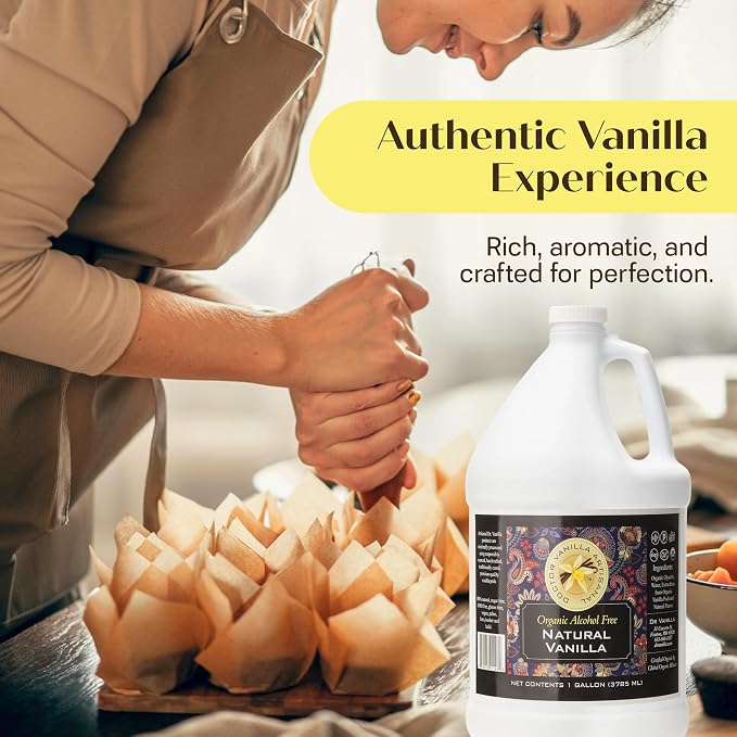 Organic Vanilla Alcohol‑Free Flavor, 128 fl oz - Madagascar Bourbon vanilla, 100% natural, sugar‑free, GMO‑free, gluten‑free, vegan, paleo, keto, kosher, and halal
