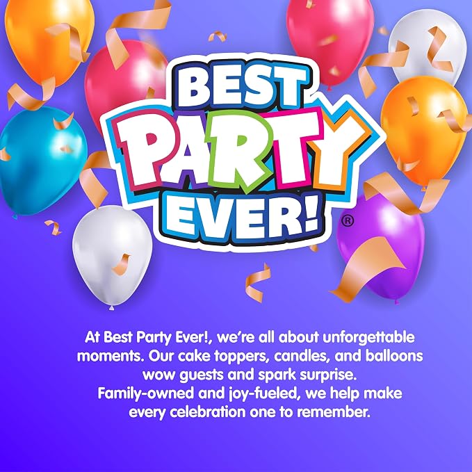 BEST PARTY EVER! Confetti Candle Cake Topper, Shower Cakes in Edible Sprinkles, Fun Way to Celebrate Birthdays, Parties and More, 2-Pack, Pink