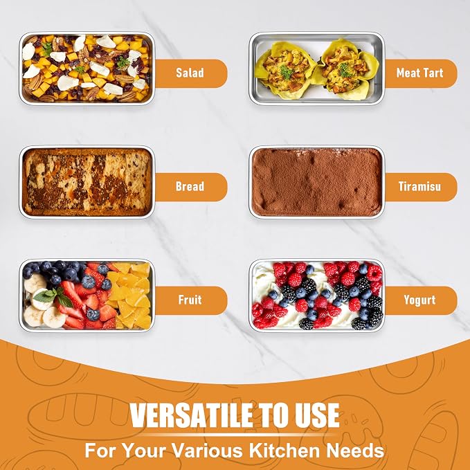 P&P CHEF Stainless Steel Mini Bread Loaf Pans, 3 PCS, Lasting & Rust-free | 6.3 x 3.5 Inch, Small Size for Air Fryer & Oven, Ideal for Bread, Meatloaf, Cake and Brownies, Food Grade, Dishwasher Safe