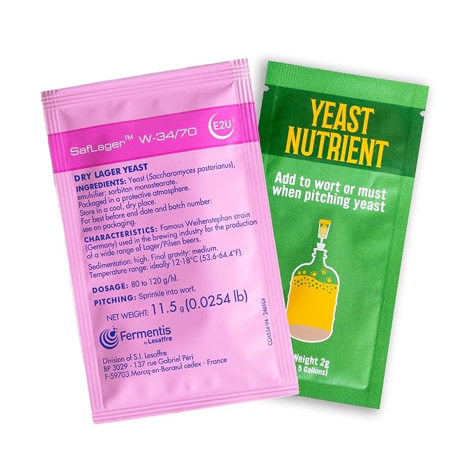 Craft A Brew - SafLager W-34/70 Yeast - German Lager Dry Yeast - For Craft Lagers - Ingredients for Home Brewing - Beer Making Supplies - [1 Pack]