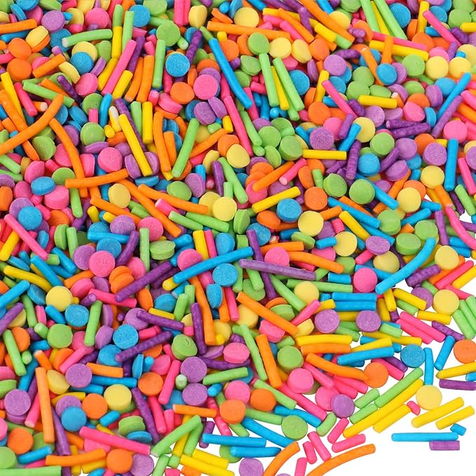 Rainbow Sprinkles for Cake Decorating, Colorful Crispy Jimmies and Confetti Sprinkles for Baking Cake Cupcake Cookies Ice Cream Topping