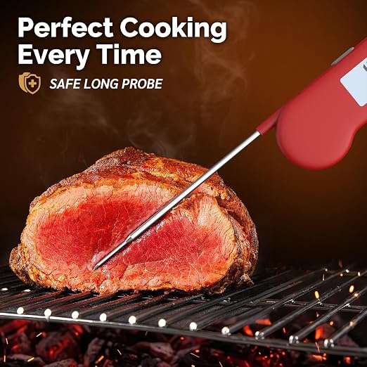 0.5 Sec Instant Read Grill Meat Thermometer Digital Food Cooking BBQ, Red
