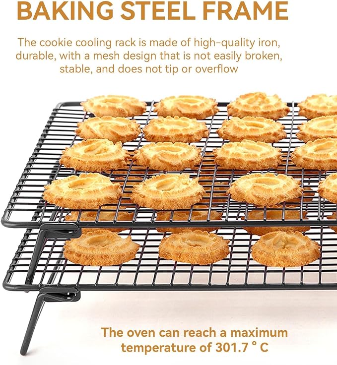 Cooling Rack with Legs, Nonstick Collapsible Wire Rack Stackable Cooling Grid Cookie Wire Grid with Folding Leg for Cooking, Baking, Roasting, Drying Cookie Cake Pizza