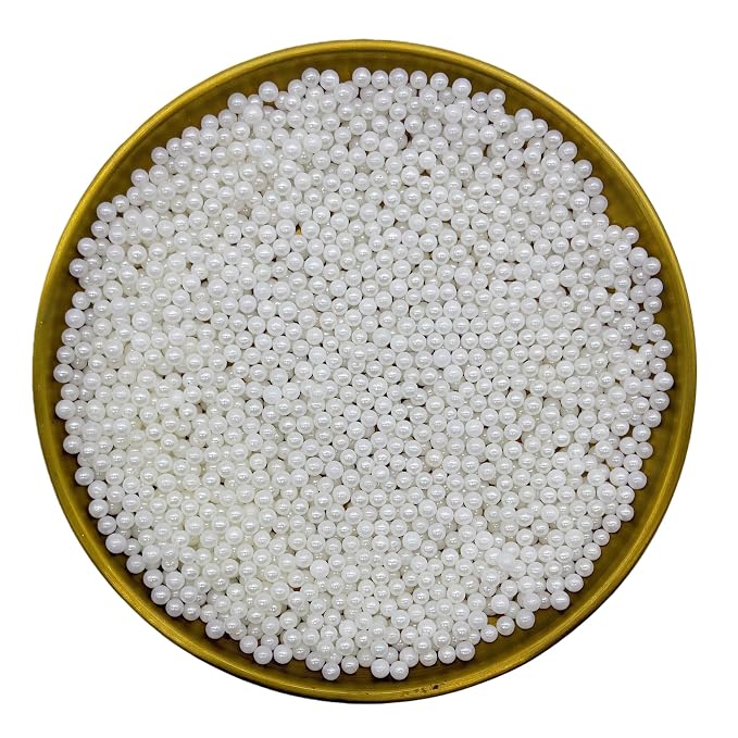 Dynastang 4mm White Pearls Sprinkles Edible Pearls Cake Decorating Stars Cake Decorations Cupcake Toppers Cookie Decorating Perfect for Cakes, Cupcakes, Desserts Toppings 3OZ