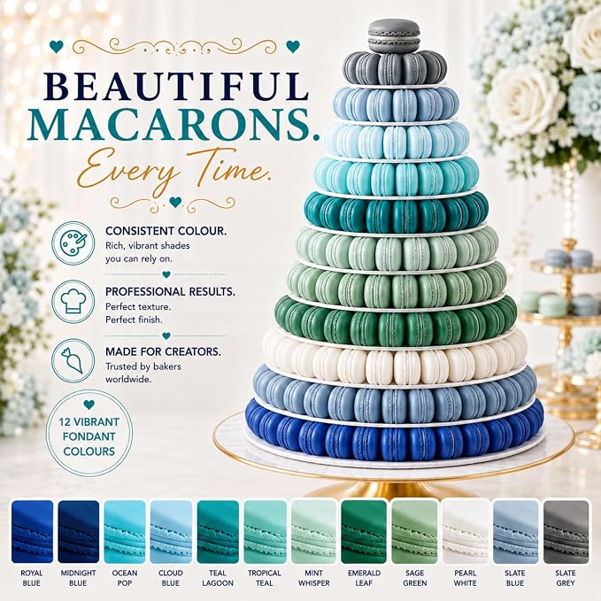 Confect Ocean Vibes Gel Food Coloring Set – 12 Highly Pigmented Colors for Buttercream, Cakes, Cookies, Macarons & Baking – 10mL Bottles