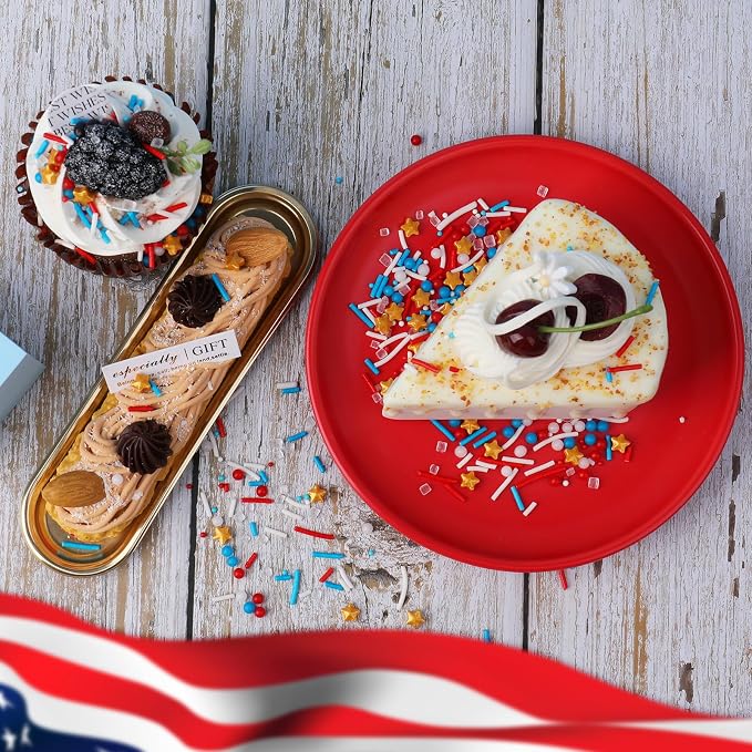 Red White and Blue Sprinkles - Patriotic 4th of July Sprinkles for Cake Decorating, 4.6oz Jimmies Nonpareils Stars Sprinkle Mix, Edible Cake Sprinkle for Baking, Cookie, Cupcake, Ice Cream Toppings