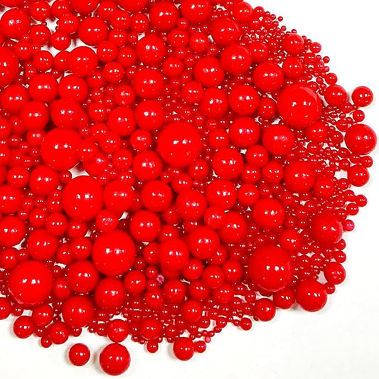 Sprinkles Edible Red Pearl Sugar Sprinkles Candy 142g/5.01oz Mix Size Red Pearls Cookie Decorations and Cupcake Toppings, Wedding Party Valentines Christmas Supplies