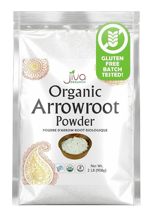 Jiva Organics Organic Arrowroot Flour (Powder) 2 Pound Bag - Raw, Non-GMO, Gluten Free