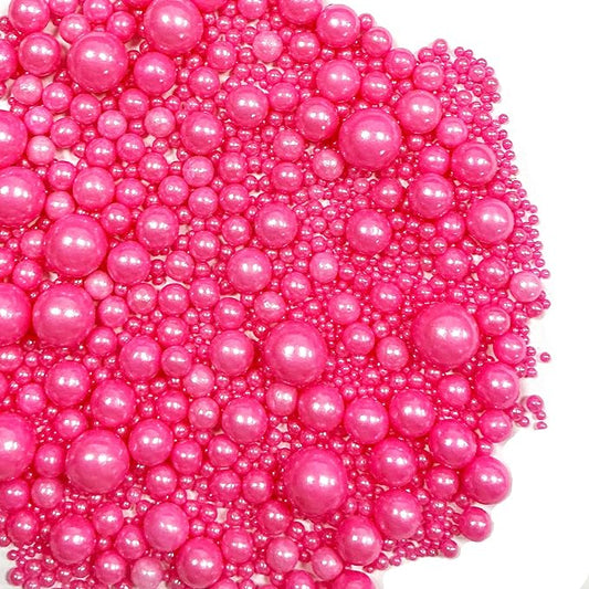 Sprinkles Edible Pink Pearl Sugar Sprinkles Candy 142g/5.01oz Mix Size Pink Pearls Baking Cupcake Toppers Cookie Ice Cream Decorations for Wedding Parties Valentines Day Halloween Christmas