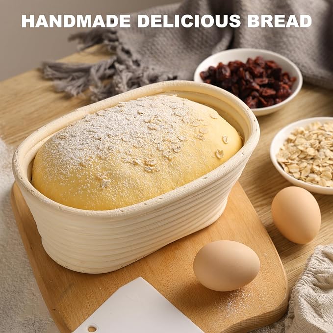 Banneton Bread Proofing Basket, 2 Pack 10 inch Oval Shaped Sourdough Banneton Baskets, Banneton Bread Basket for Sourdough Baking Supplies