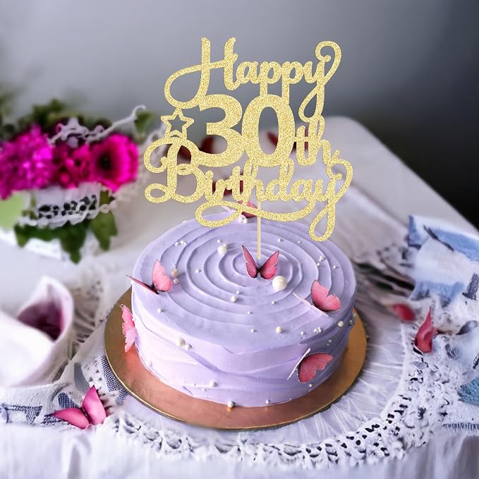 1 Pack Happy 30th Birthday Cake Topper Gold Glitter 30 & Fabulous Cheers to 30 Years Old 30th Birthday Cake Pick for Celebrating 30th Birthday Anniversary Party Cake Decorations Supplies