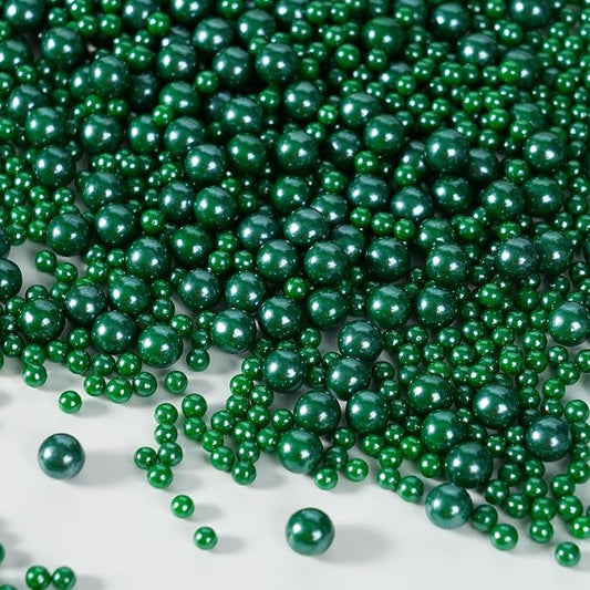 Green Sprinkles for Cake Decorating, 100g/3.5oz Edible Christmas Green Pearl Sprinkles Mix, Sugar Candy Pearls for Baking, Cookie Decorations and Cupcake Toppings, Wedding Party St Patrick Day Holiday Supplies