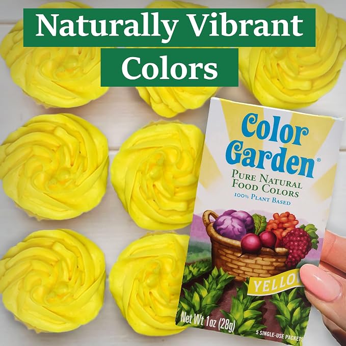 Color Garden Pure Natural Food Coloring, Yellow – 5 ct 1 oz | Plant-Based, Vegan, Non-Toxic Liquid Food Dye, Healthy Food Coloring