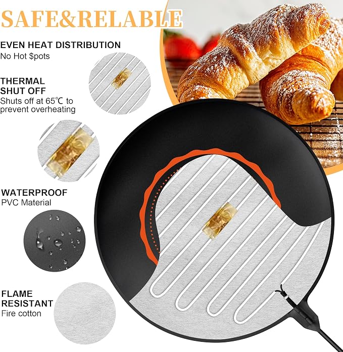 Bread Proofer Warming Mat，Temperature Control Sourdough Heating Pad Dough Proofer for Making Bread with a Storage Bag(2 Pieces)