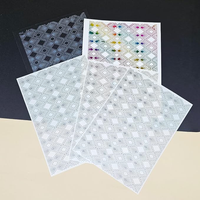 3pc Rhombus Background Stick&Shine Foil Transfer Sticker Paper for Handmade Card Making Scrapbooking and Album Journal Invitation Decoration Metallic Hot Foil Transfer Printing Adhesive Sheets