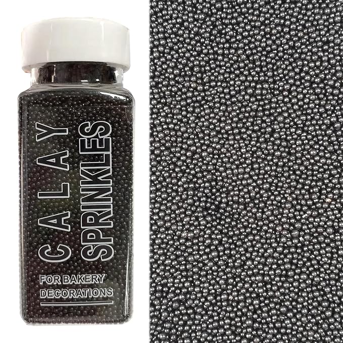 PhilaeEC Black Nonpareils Sprinkle 2mm Mini Peals Sprinkle Edible for Cake Decoration Cupcake Topper Cookie Baking Decorations Halloween Christmas Valentine Supplies