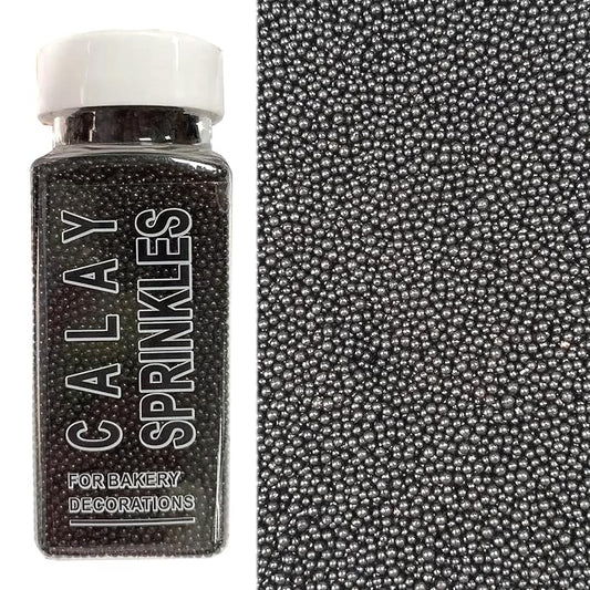 PhilaeEC Black Nonpareils Sprinkle 2mm Mini Peals Sprinkle Edible for Cake Decoration Cupcake Topper Cookie Baking Decorations Halloween Christmas Valentine Supplies