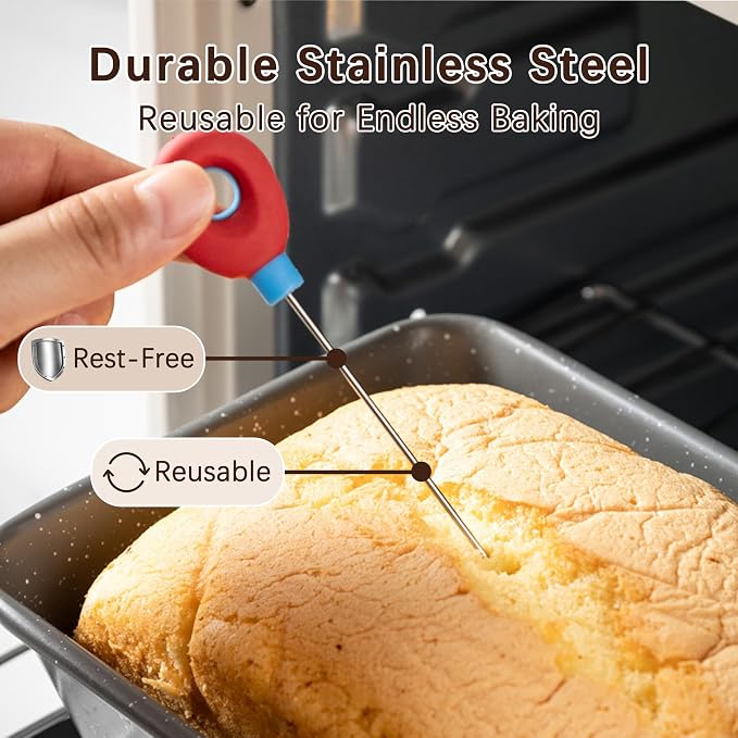 Cake Tester Set, 3-Pack Stainless Steel Baking Testers with Storage Case & Baking Guide, Reusable Cake Doneness Tester Tool for Cakes, Bread, Cupcakes & Brownies