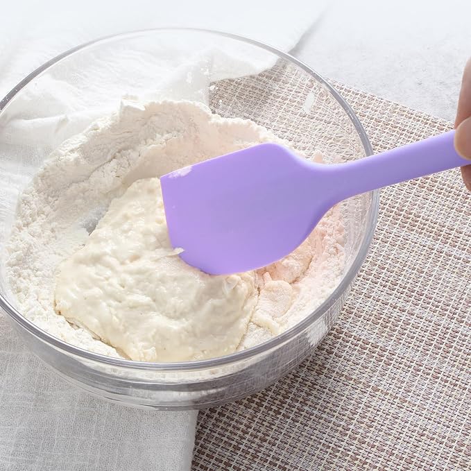 Purple Rubber Spatula for Kitchen Use, 10.8In Silicone Spatulas for Cooking Heat Resistant, Flexible Small kitchen Spatula for Kitchen Nonstick Cookware