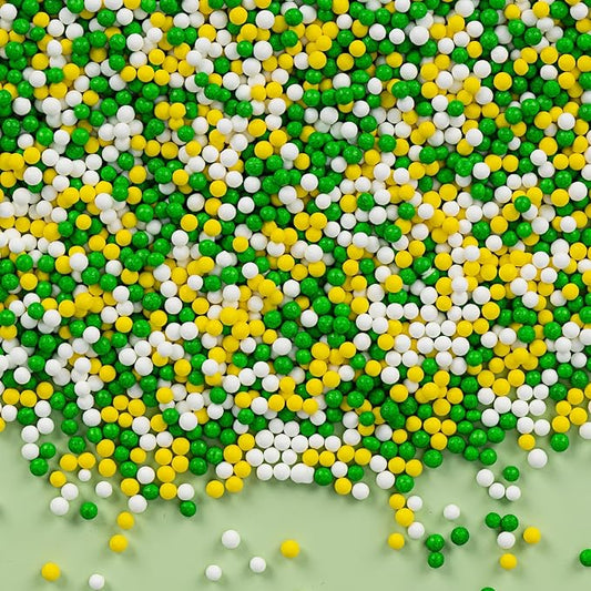 Green Nonpareils Sprinkle,Edible Spring Sprinkles for Cake Decorating,Green Yellow and White Mini Pearls Mix,130g/4.58oz,Baking Candy Decorations,Soccer Cupcake Toppers,Cookie Donuts Ice Cream Dessert,Match Viewing Events Birthday Celebration Supplies ...