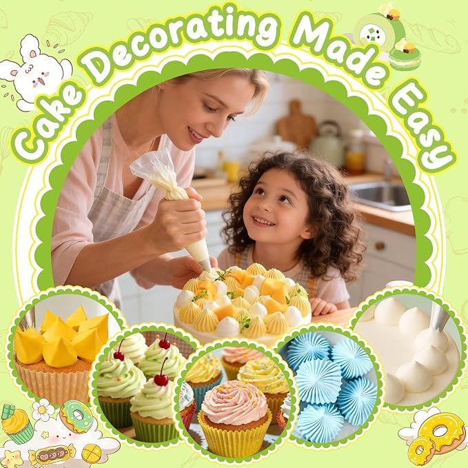 Suuker 4 Pieces Extra Large Piping Tips Set (F02 F06 9FT R22L) | Stainless Steel, Round Star Square Wide Jumbo, Cake Cupcake Cookie Decorating, Eclair Churro Meringue