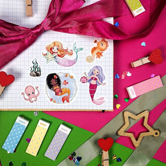 BulbaCraft Mermaid Stickers for Girls, Mermaid Decals for Laptop, Cups, Water Bottles, Gifts for Women & Men