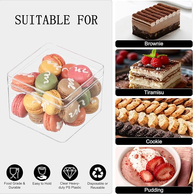 12oz Plastic Dessert Cups with Lids and Sporks,Stickers,Tiramisu Containers,Cookie Containers,Clear Food Containers for Fruit,Pudding,Mousse, Tiramisu Cups With Lids